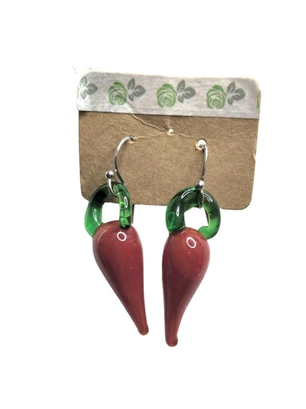 Glass Chili Pepper Dangle Earrings